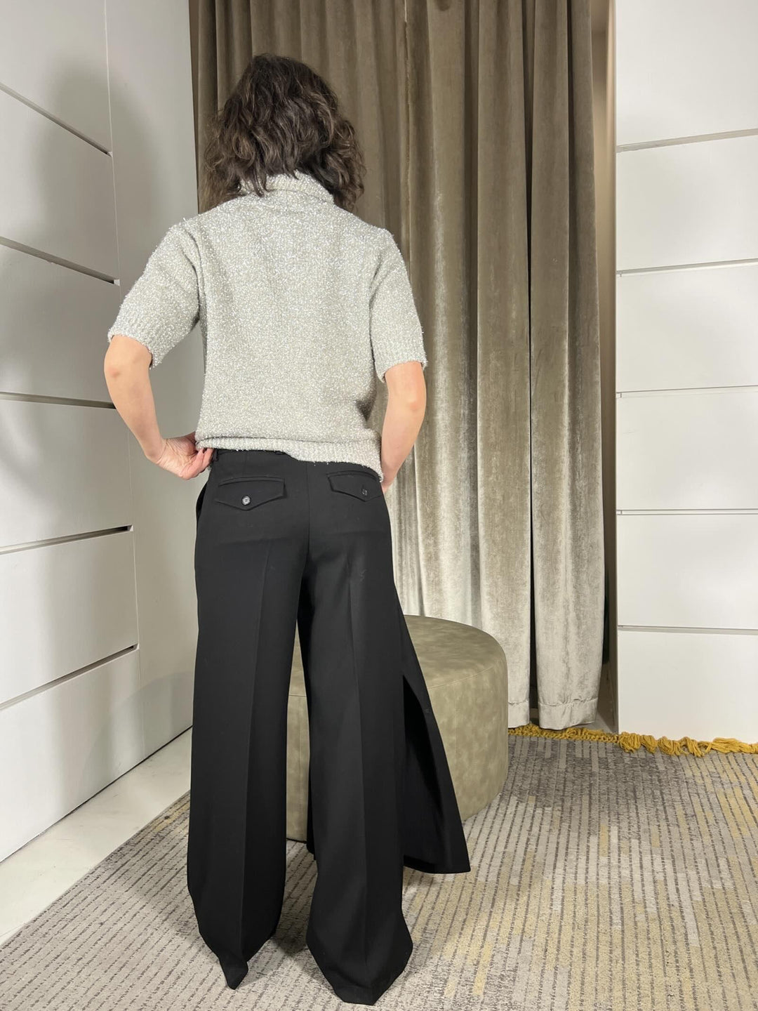 pantalone nero a palazzo TF1707NERO VICOLO