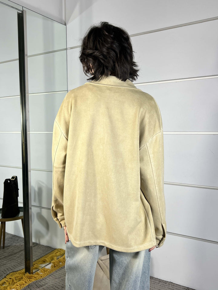 giacca camicia scamosciata con collo a camicia JMA-Q026CAMMELLO HAVE ONE