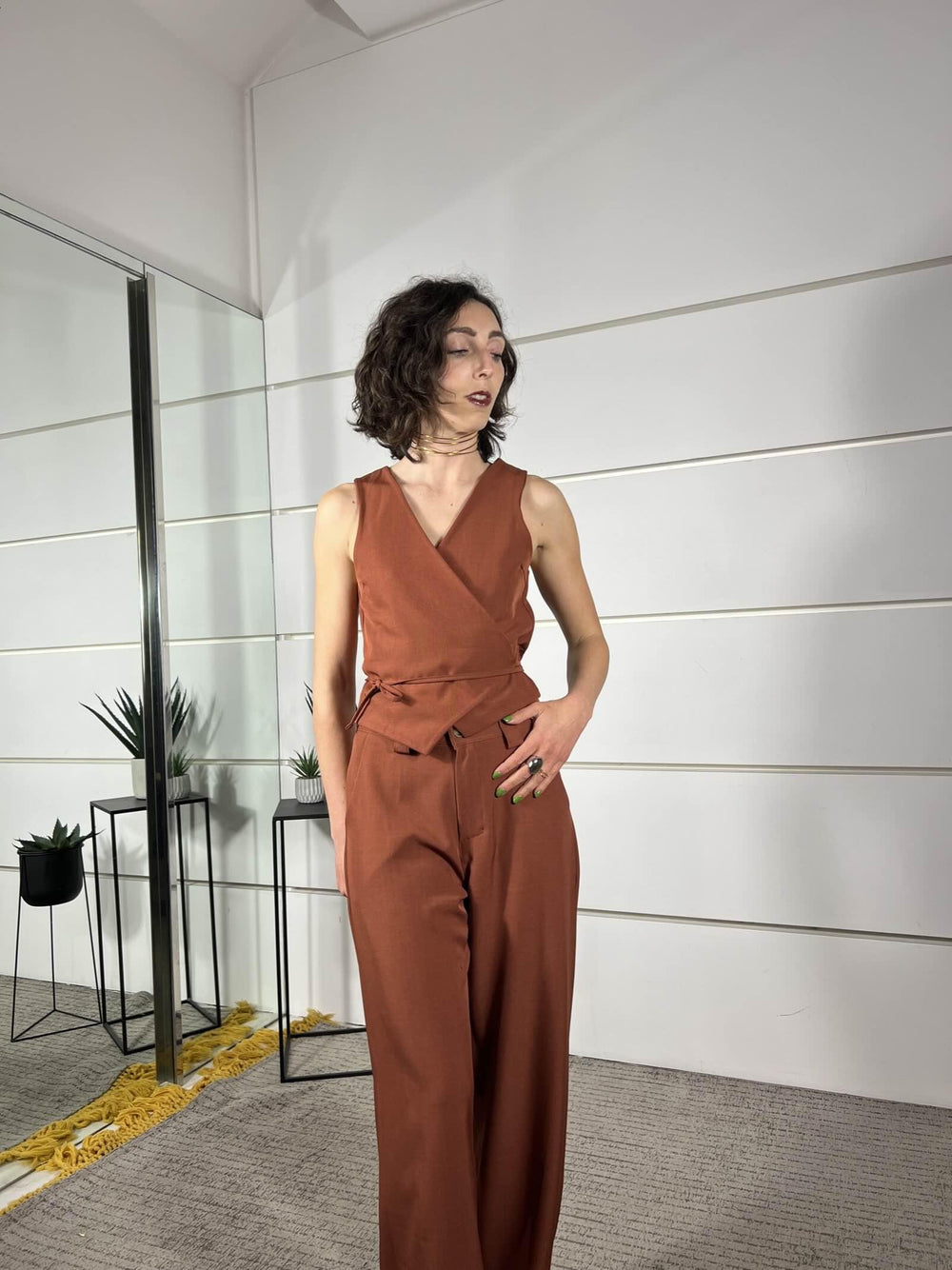 gilet con lacci rust GIA26SE1377RUST TWO WAY