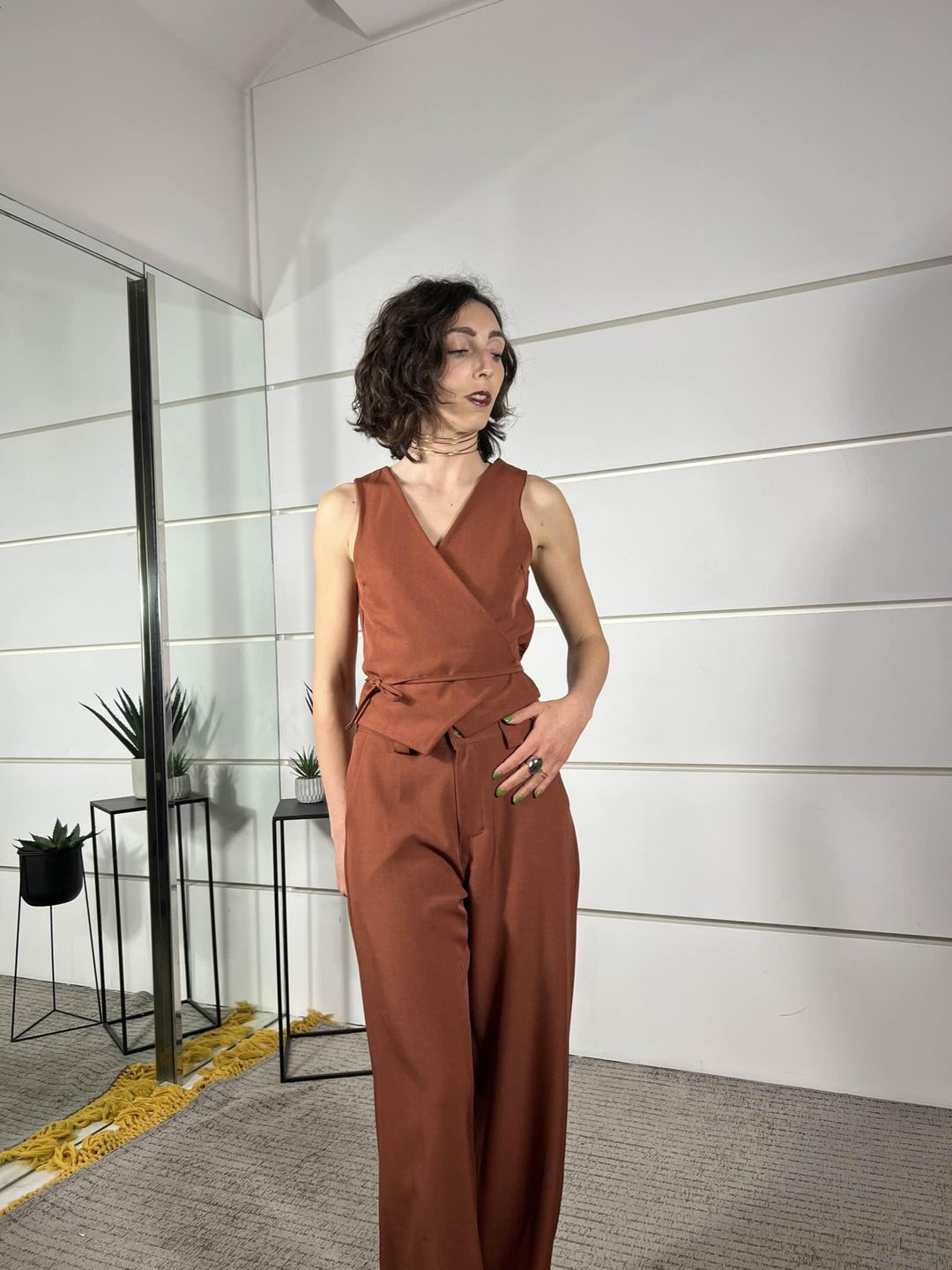gilet con lacci rust GIA26SE1377RUST TWO WAY