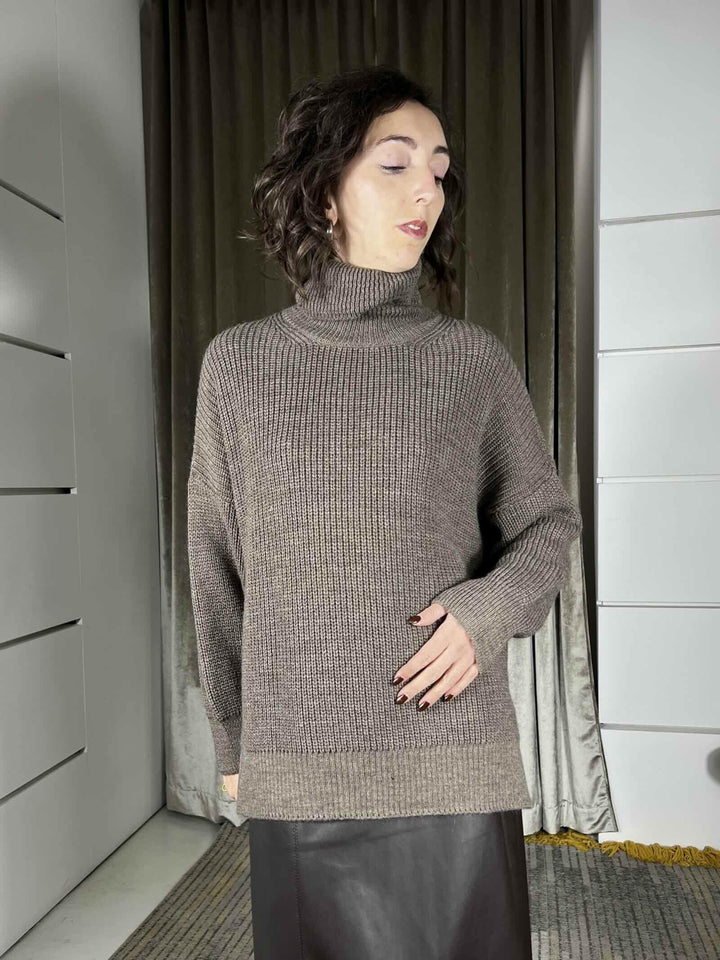 maglione collo alto over 75%pc 10%vi 10%wo 5%wp S01Y0953CAPPUCCINO PHILIA LOFT