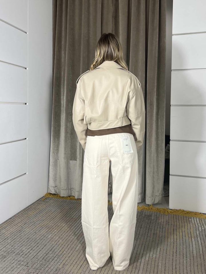 jeans mia, modello baggy vita media bassa panna DAB5148PANNA VICOLO