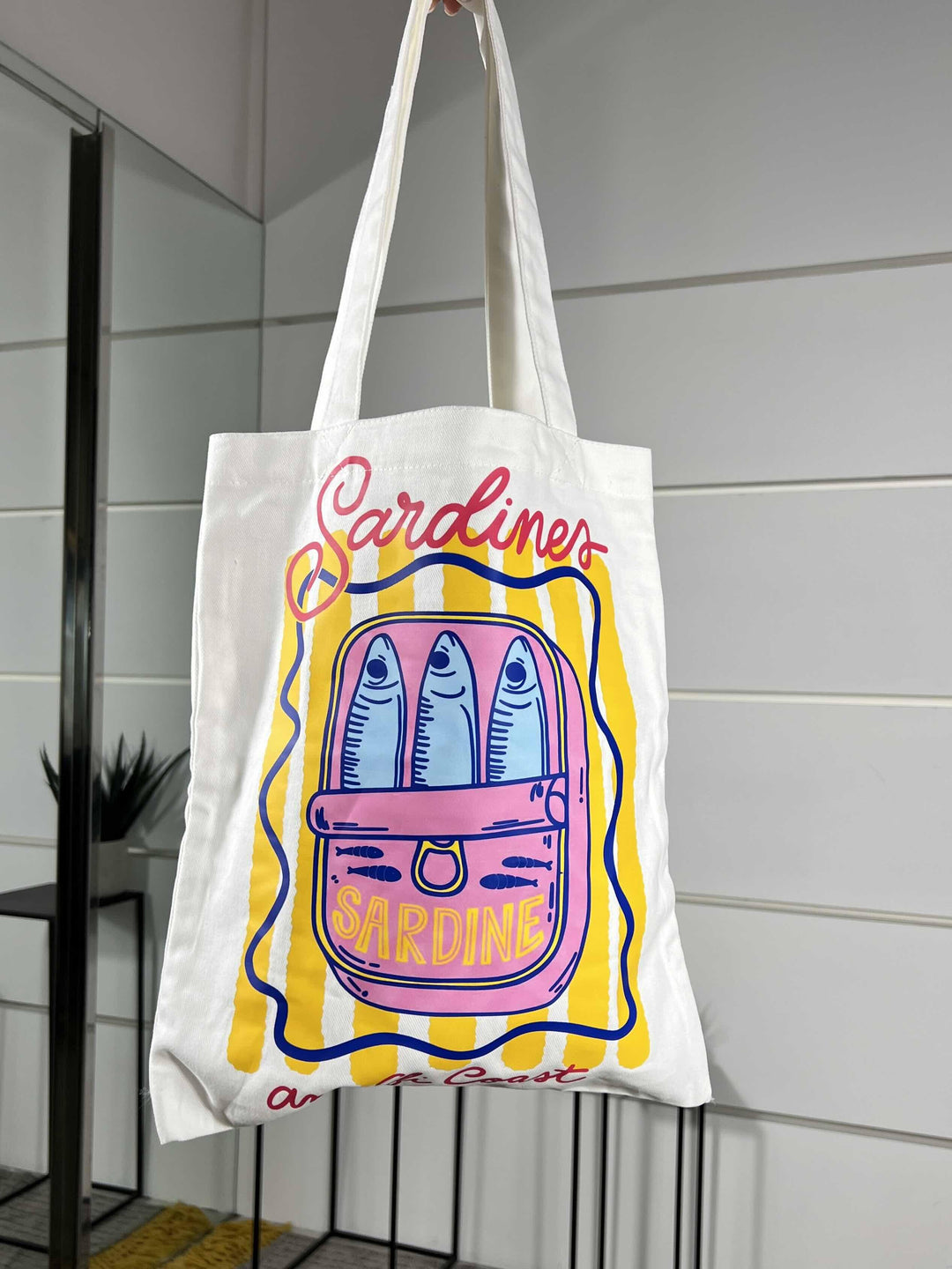 borsa in cotone con stampa sardine 0229SARDINE AMALFI SPICY CAFE