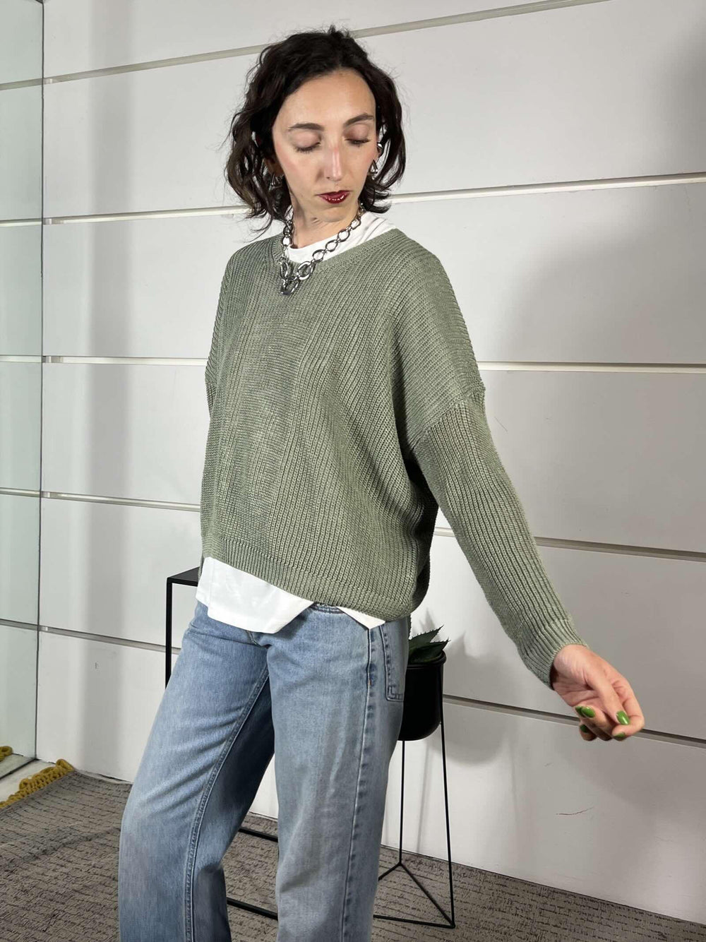 maglia  girocollo manica lunga salvia XL25267SALVIA TENSIONE IN
