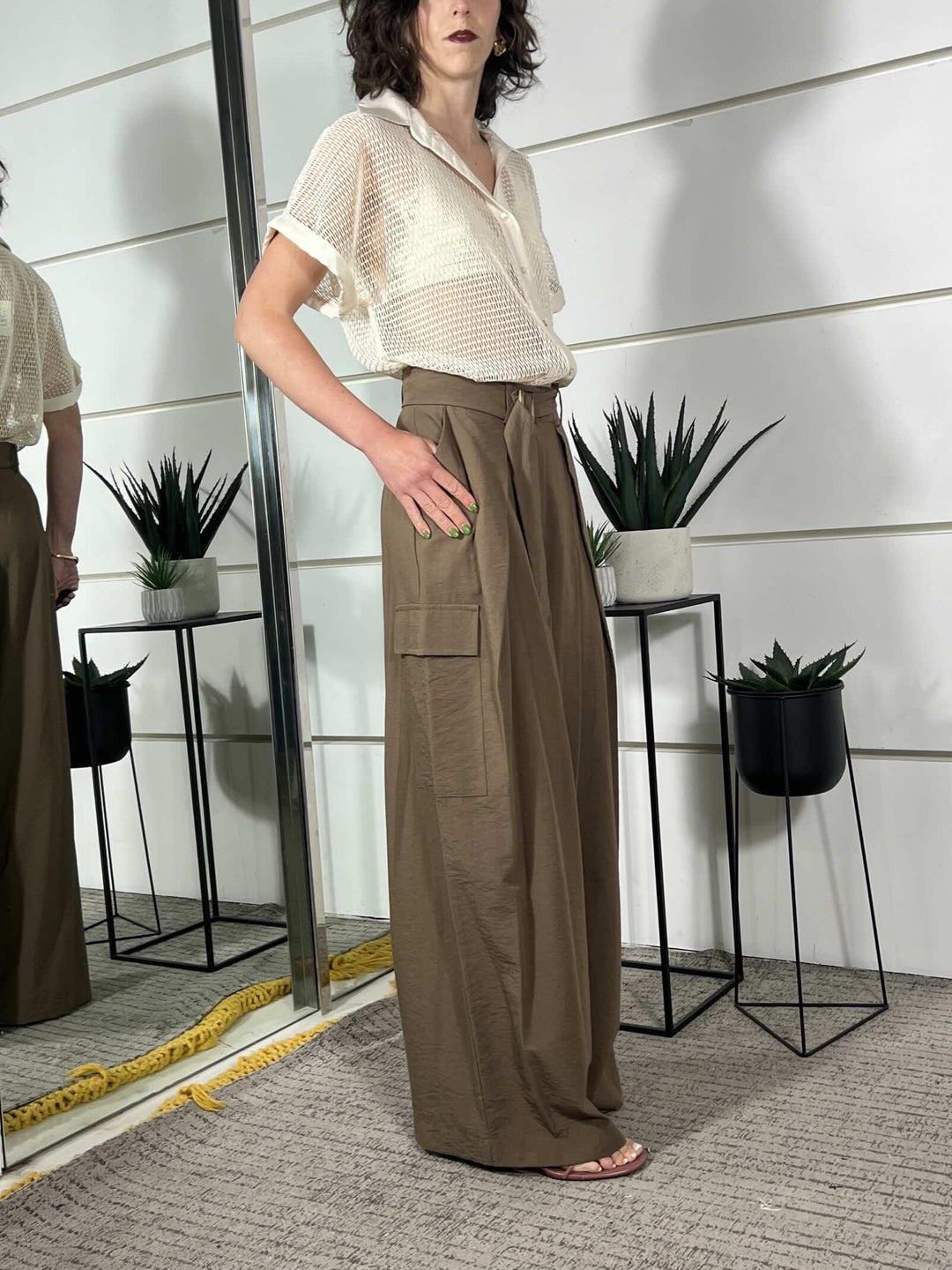 pantalone con pinces tabacco in viscosa e cotone 10497TABACCO SUSY MIX