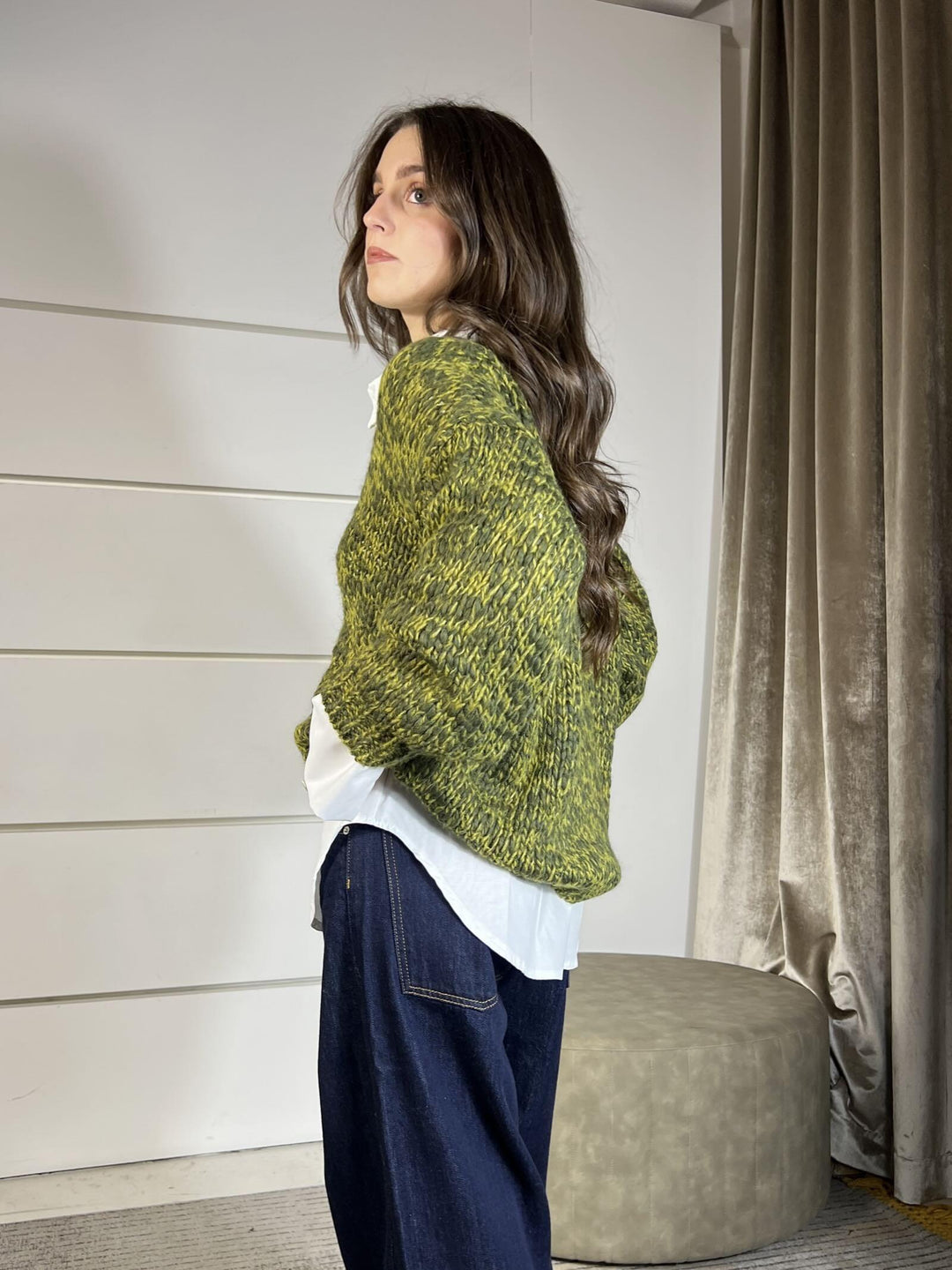 cardigan scollo a v verde 33059FVERDE MULTICOLOR VICOLO