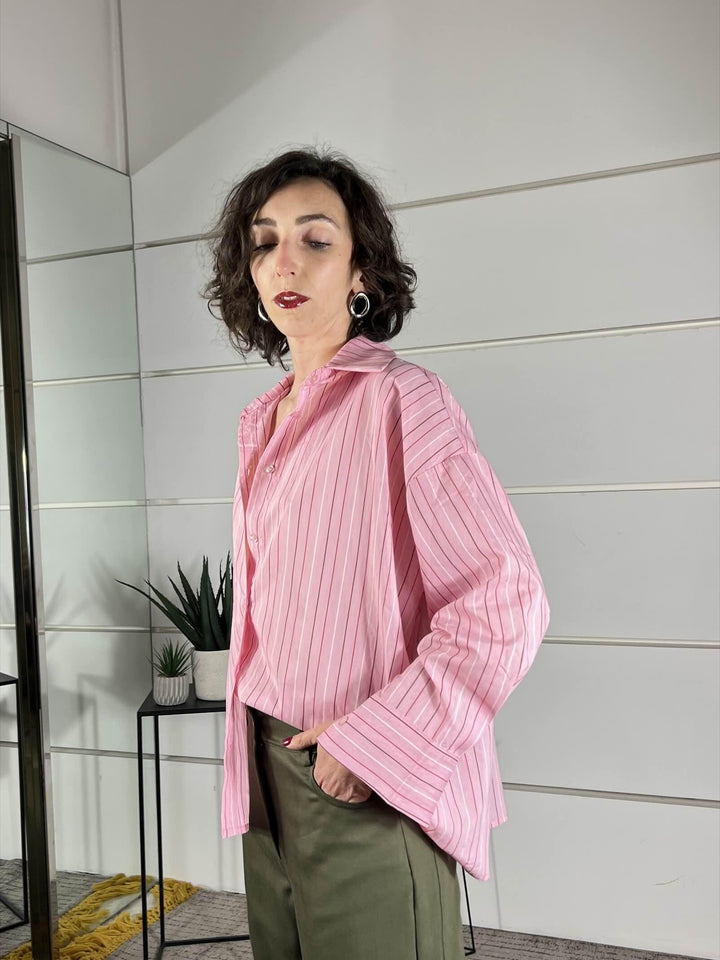 camicia over gessata rosa in  viscosa C1051PY22ROSA SUSY MIX
