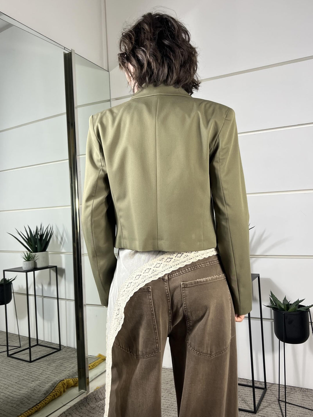 giacca asimmetrica, crop verde militare TAB1381MILITARE VICOLO