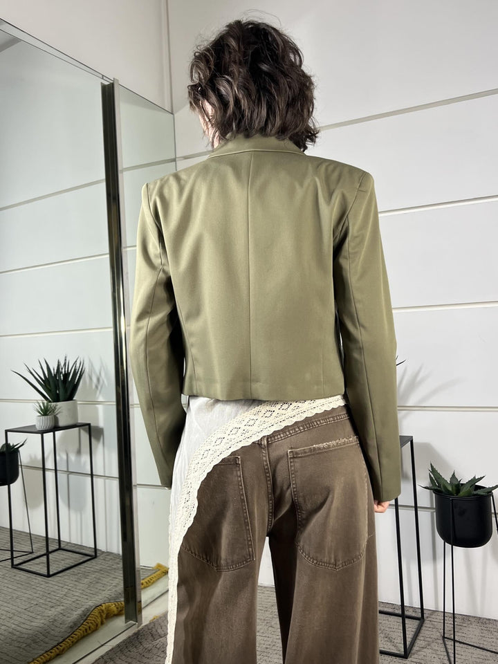 giacca asimmetrica, crop verde militare TAB1381MILITARE VICOLO