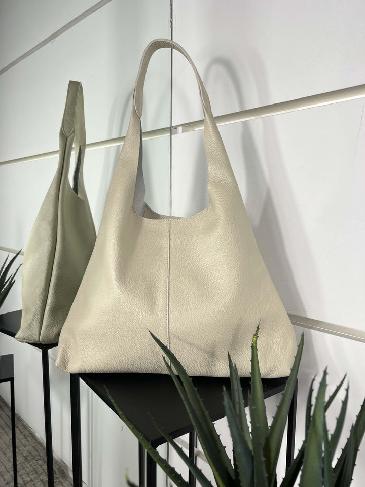 borsa in pelle a spalla beige DO-B0124BEIGE FEMME CAFE SELECTION