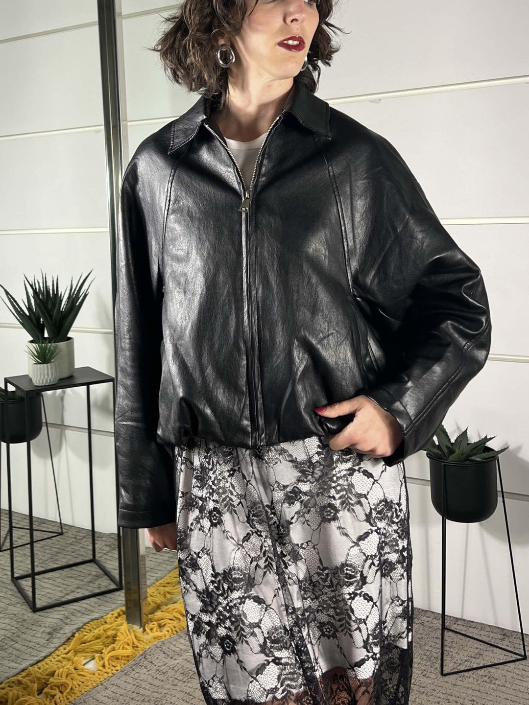 bomber in ecopelle GIUB26SSAURg3NERO TWO WAY