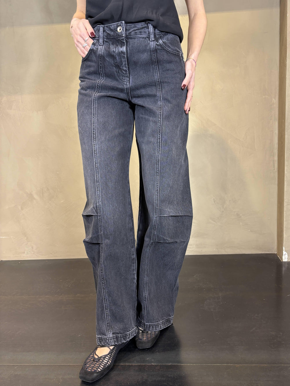 jeans ampi con pince al ginocchio neri 8P0773D1WZNK481 PATRIZIA PEPE PREVIEW