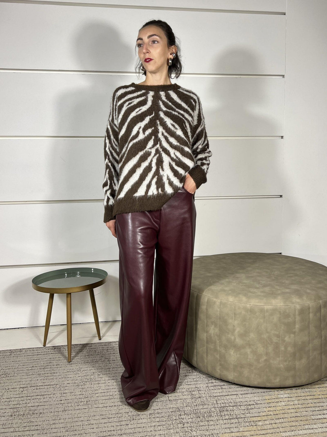 maglia paricollo jacquard moro	 MIT-P095MORO HAVE ONE
