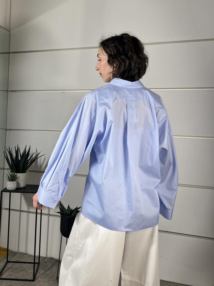 camicia over in cotone con manica ampia celeste TAB0810CELESTE VICOLO