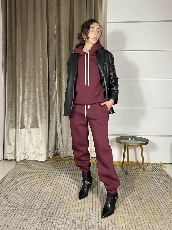 FELPA BORDEAUX  CON CAPPUCCIO FELPATA TF1859BORDEAUX VICOLO