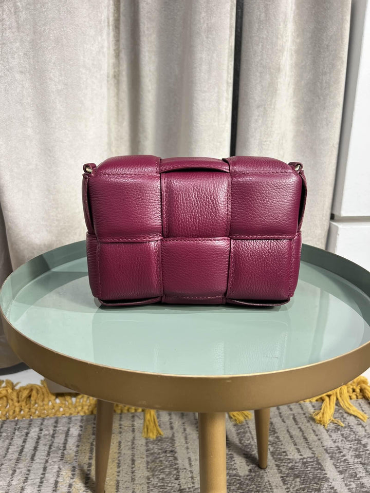BORSA VINO A INTRECCIO IN PELLE CON TRACOLLA 264130VINO FEMME CAFE SELECTION