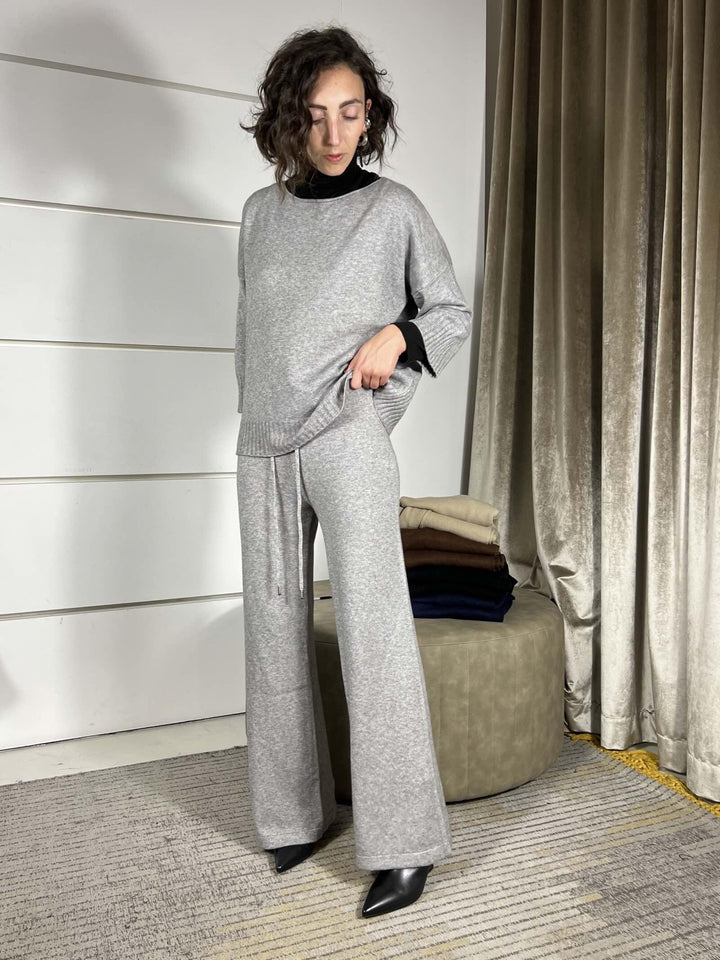 completo grigio maglia e pantalone a palazzo in calda viscosa LN871325GRIGIO SUSY MIX