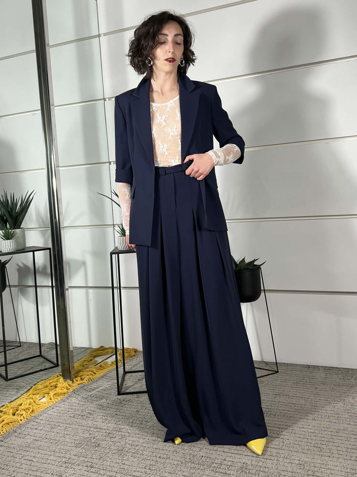 pantalone ampio con cinta e pinces blu P3ZQLHX1650 IMPERIAL