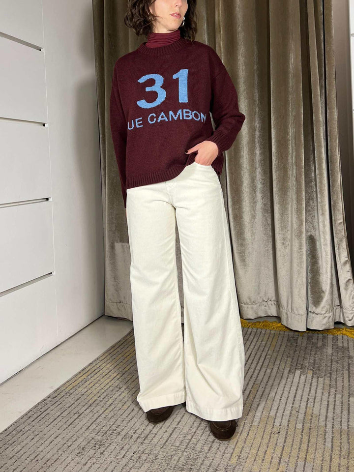 pantalonein velluto con tasca maxi burro 81187W8BURRO SUSY MIX