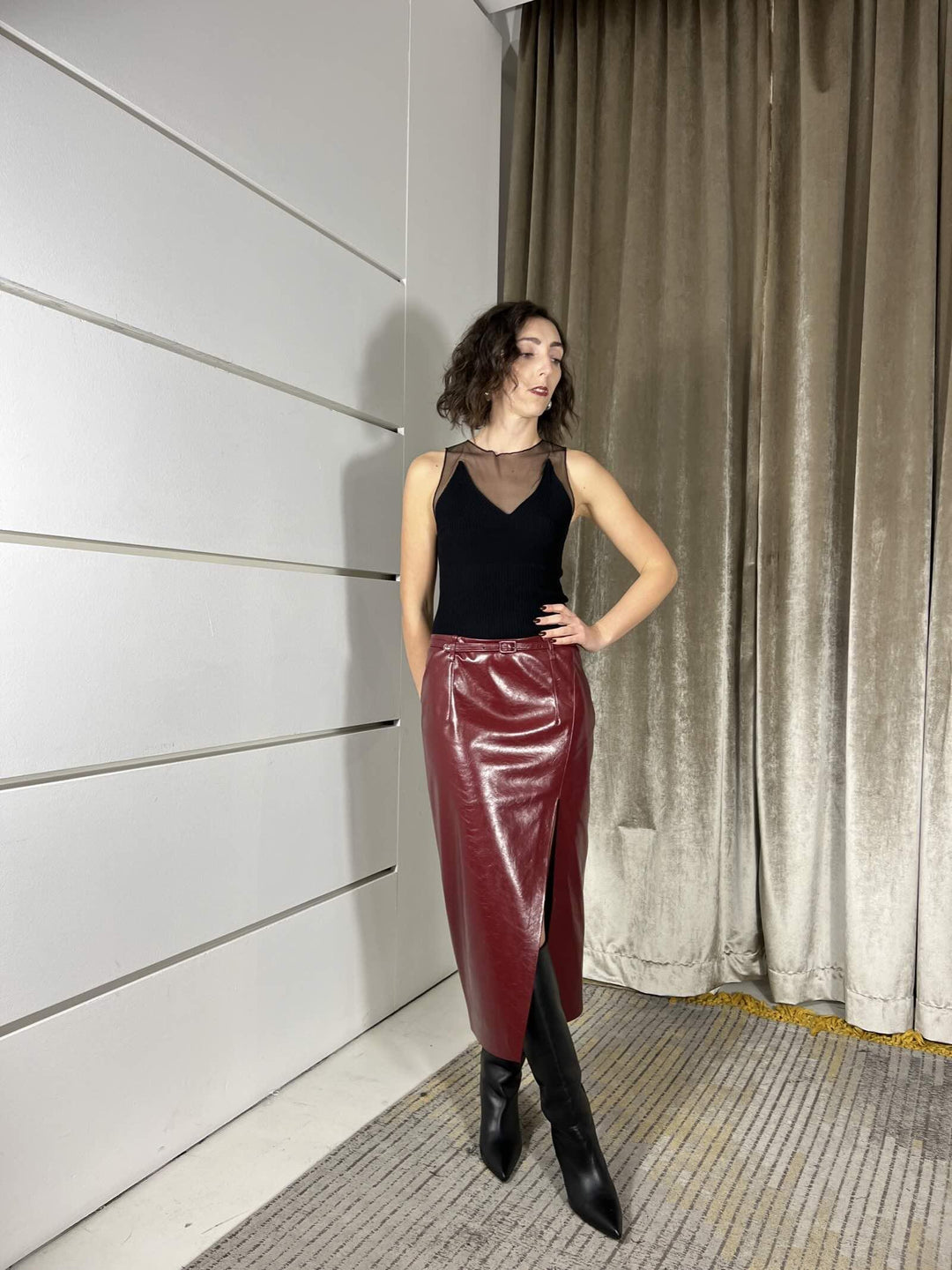 gonna in ecopelle rossa A25CPGO00501V0752 CORSELLINI