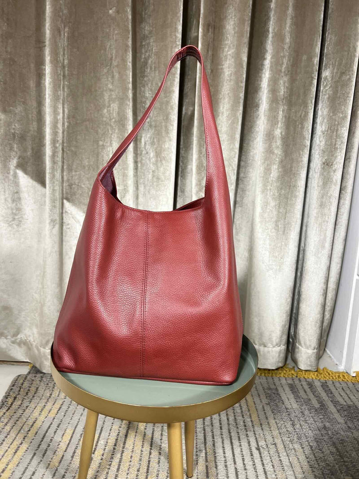 borsa a spalla bordeaux in vera pelle con zip 597810 BORDEAUX FEMME CAFE SELECTION