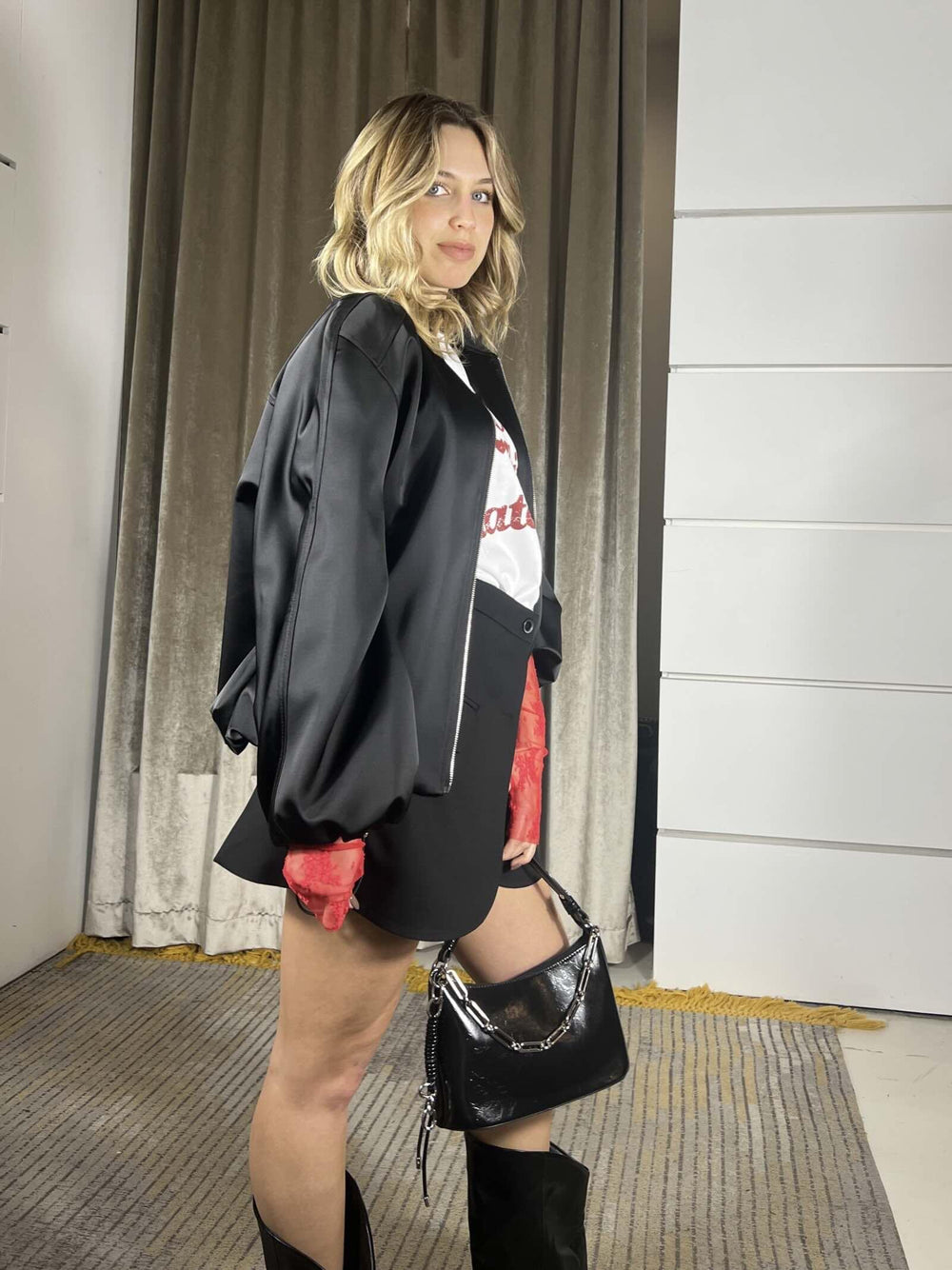 bomber vicolo nero in raso TAB0512NERO VICOLO