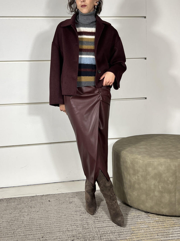 gonna in ecopelle midi con arricciatura vino SK894Q01VINO SUSY MIX