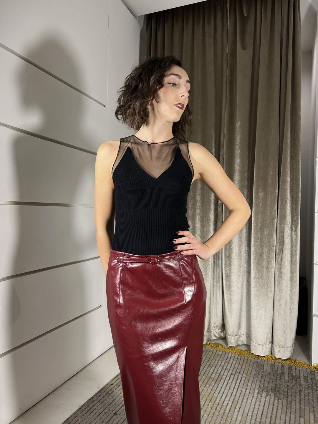 gonna in ecopelle rossa A25CPGO00501V0752 CORSELLINI