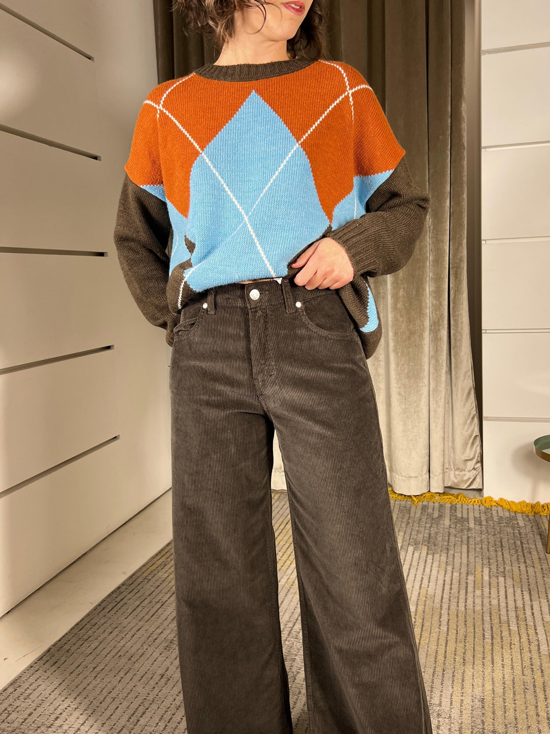 pantalone in velluto moro con maxi tasca 81187W8MORO SUSY MIX