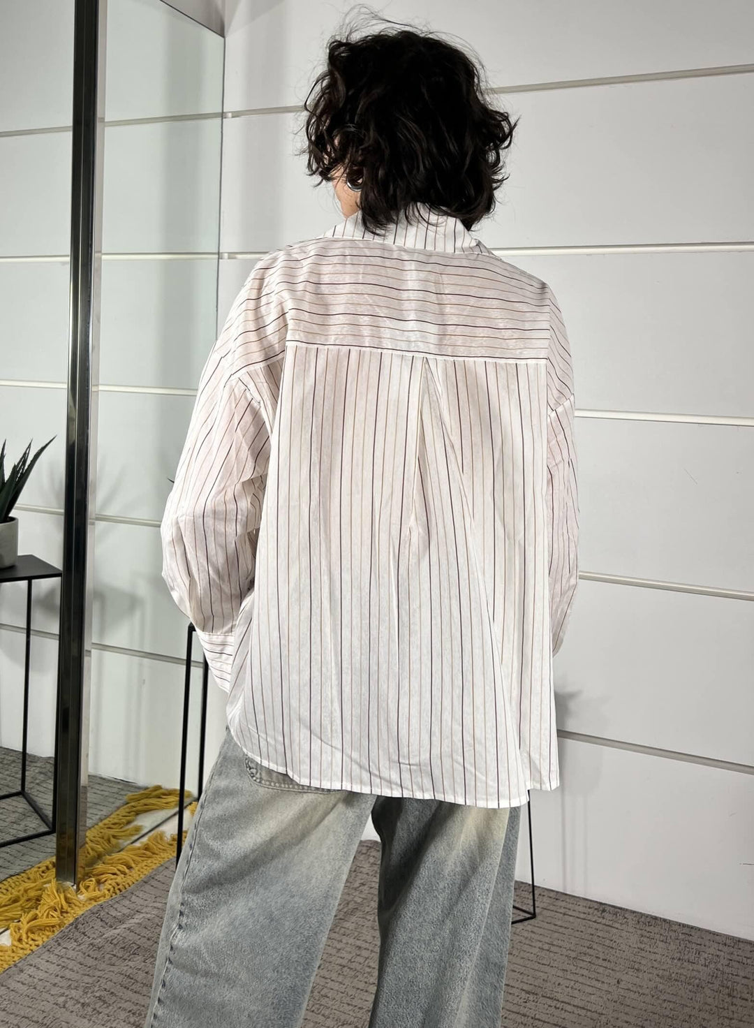 camicia over gessata in viscosa latte C1051PY22LATTE SUSY MIX