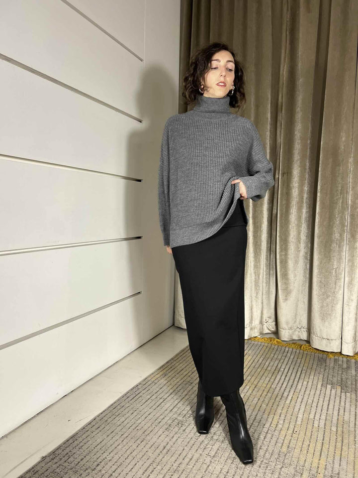 gonna punto milano con spacco dietro nera 26G1204NERO TENSIONE IN