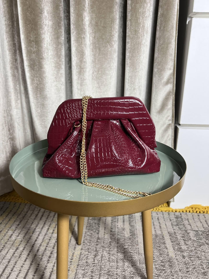 BORSA CLUTCH BURGUNDY  ECOPELLE COCCO PRR0914BURGUNDY FEMME CAFE SELECTION