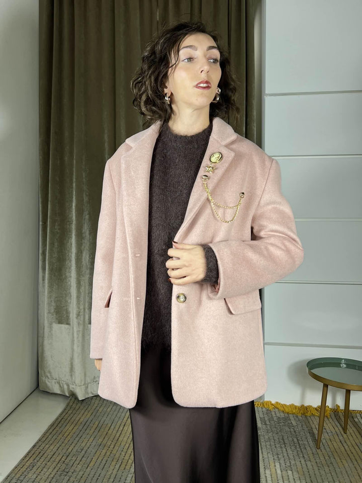 giacca cappotto over con spille rimovibili rosa TF2012ROSA VICOLO