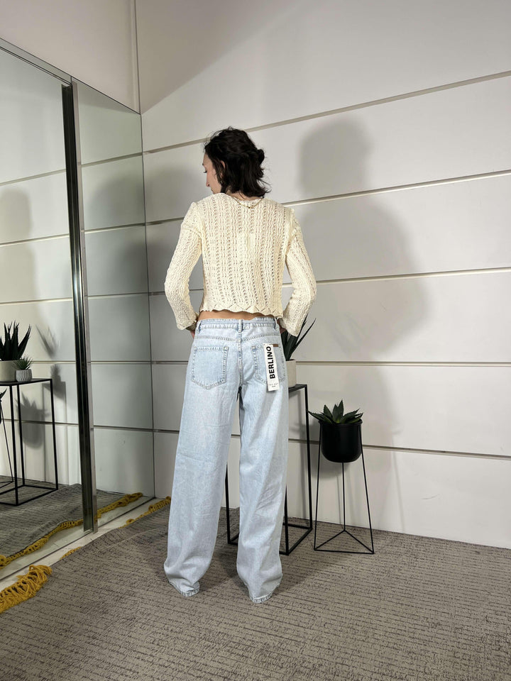 jeans full lenght con borchie vita bassa light blue BERLINOLIGHT BLUE TWO WAY