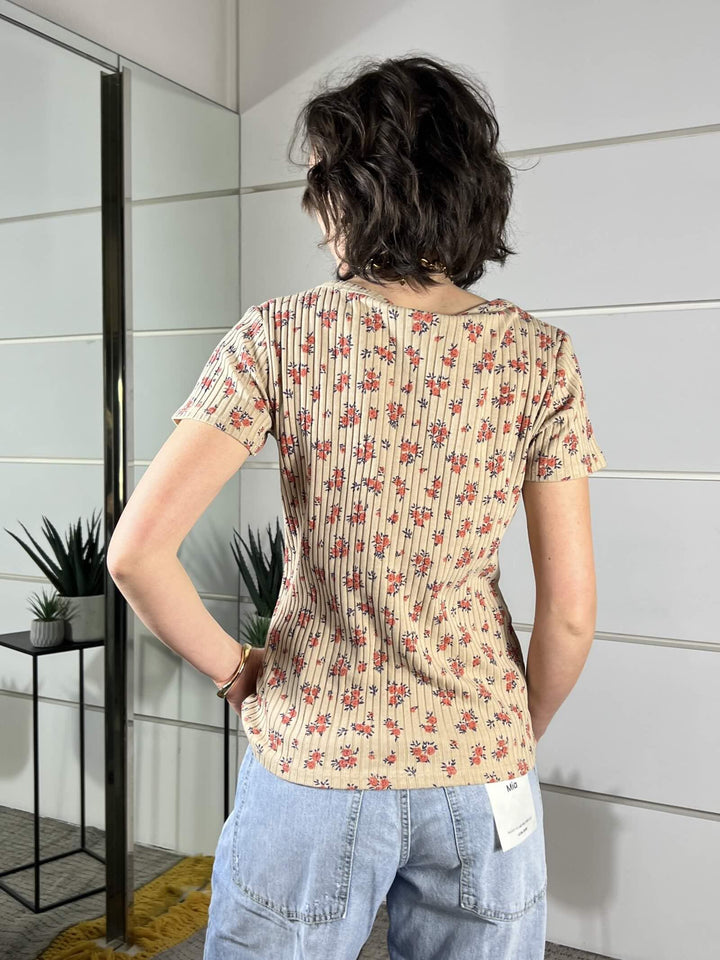 t-shirt a coste con fiori safari TJS-Q079SAFARI HAVE ONE