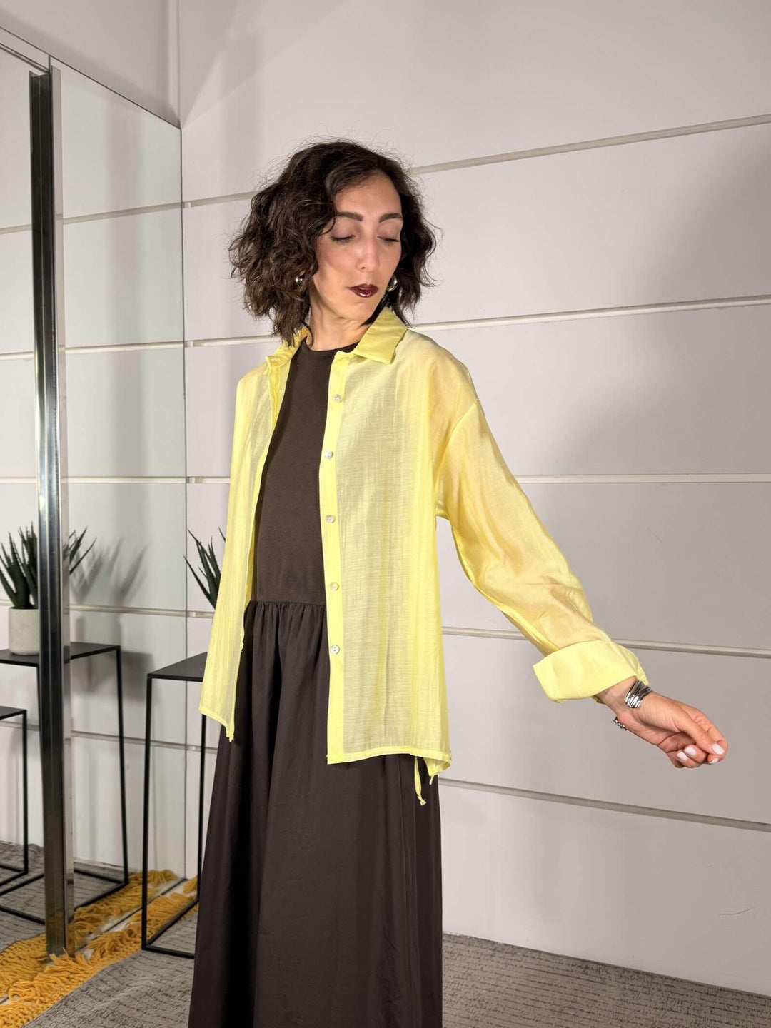 camicia in voille con lacci a lato gialla WCAM26SP1050GIALLO TWO WAY