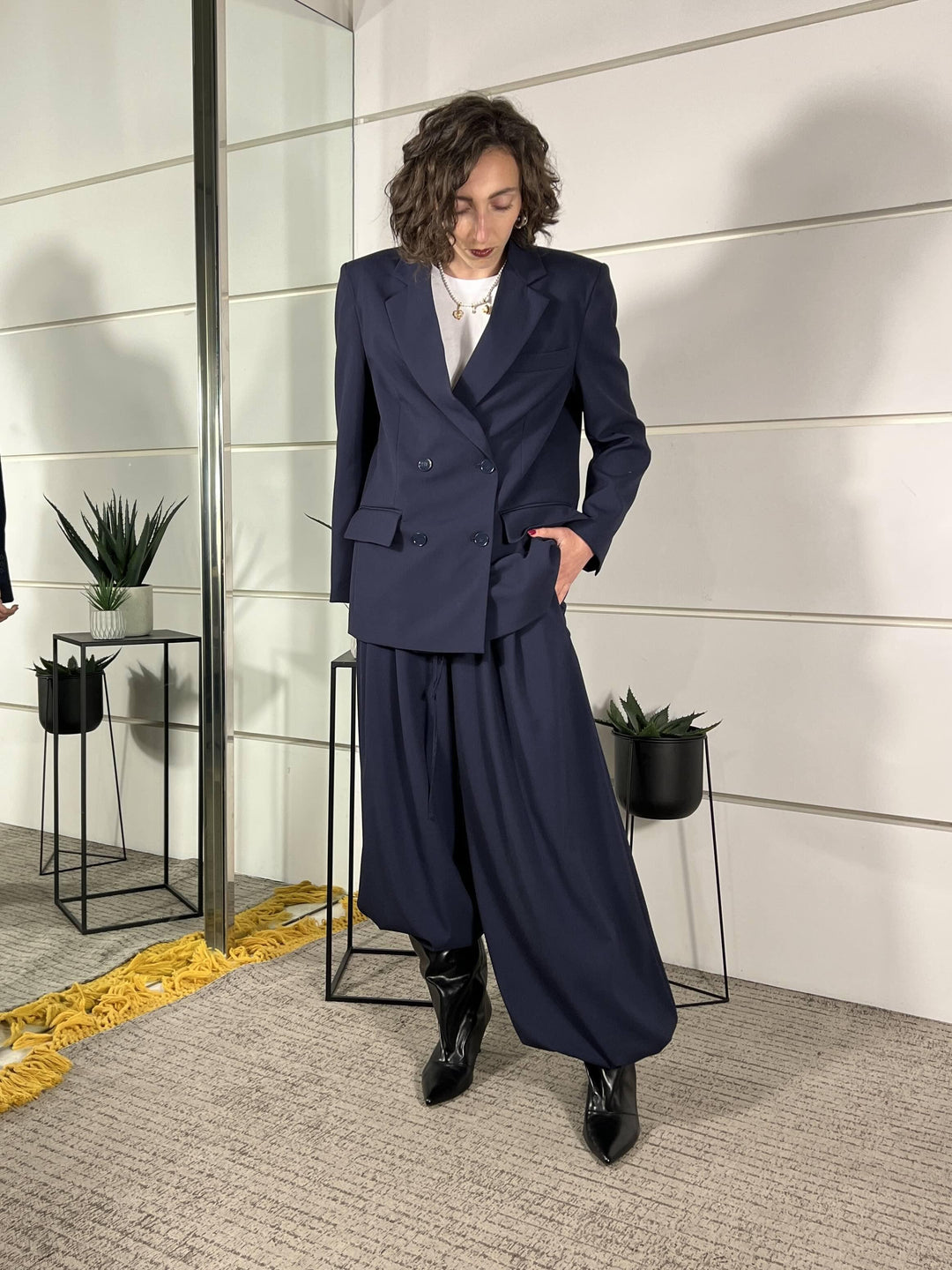 pantalone ballon con pinces blu TAB1326BLU 89 VICOLO