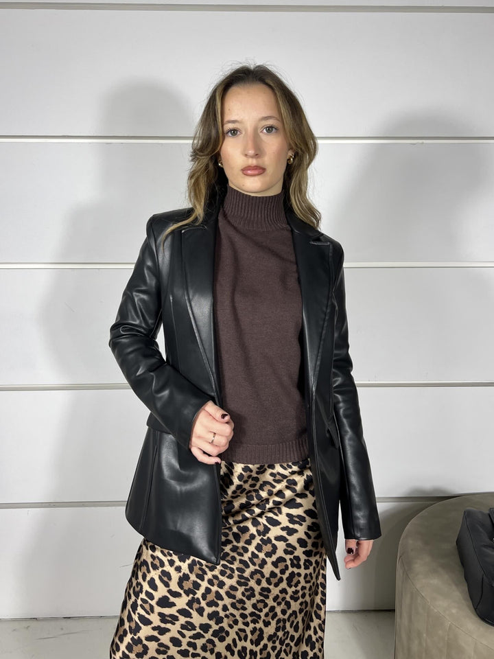 giacca in ecopelle nera sfiancata PP240T10NERO SUSY MIX