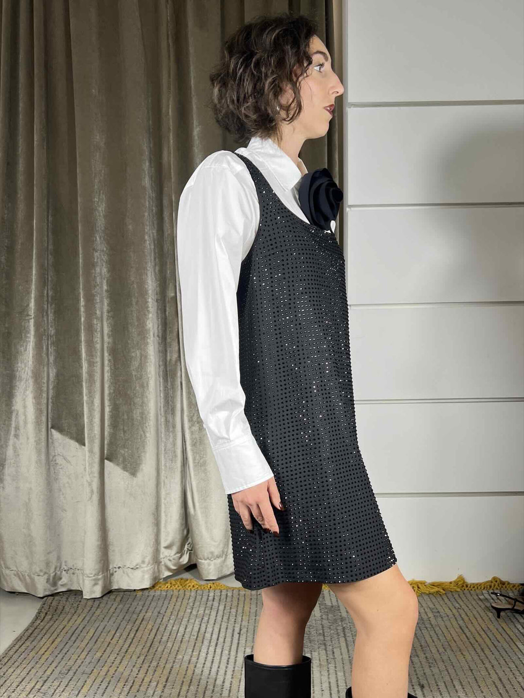 ABITO CORTO NERO CON STRASS AROA ABITOZ99 PINKO