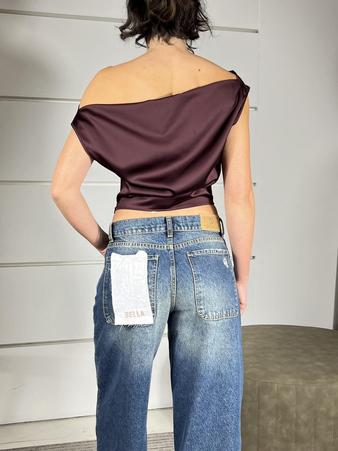 top crop satin scollo a gronda prugna RIM4KBA1480 IMPERIAL