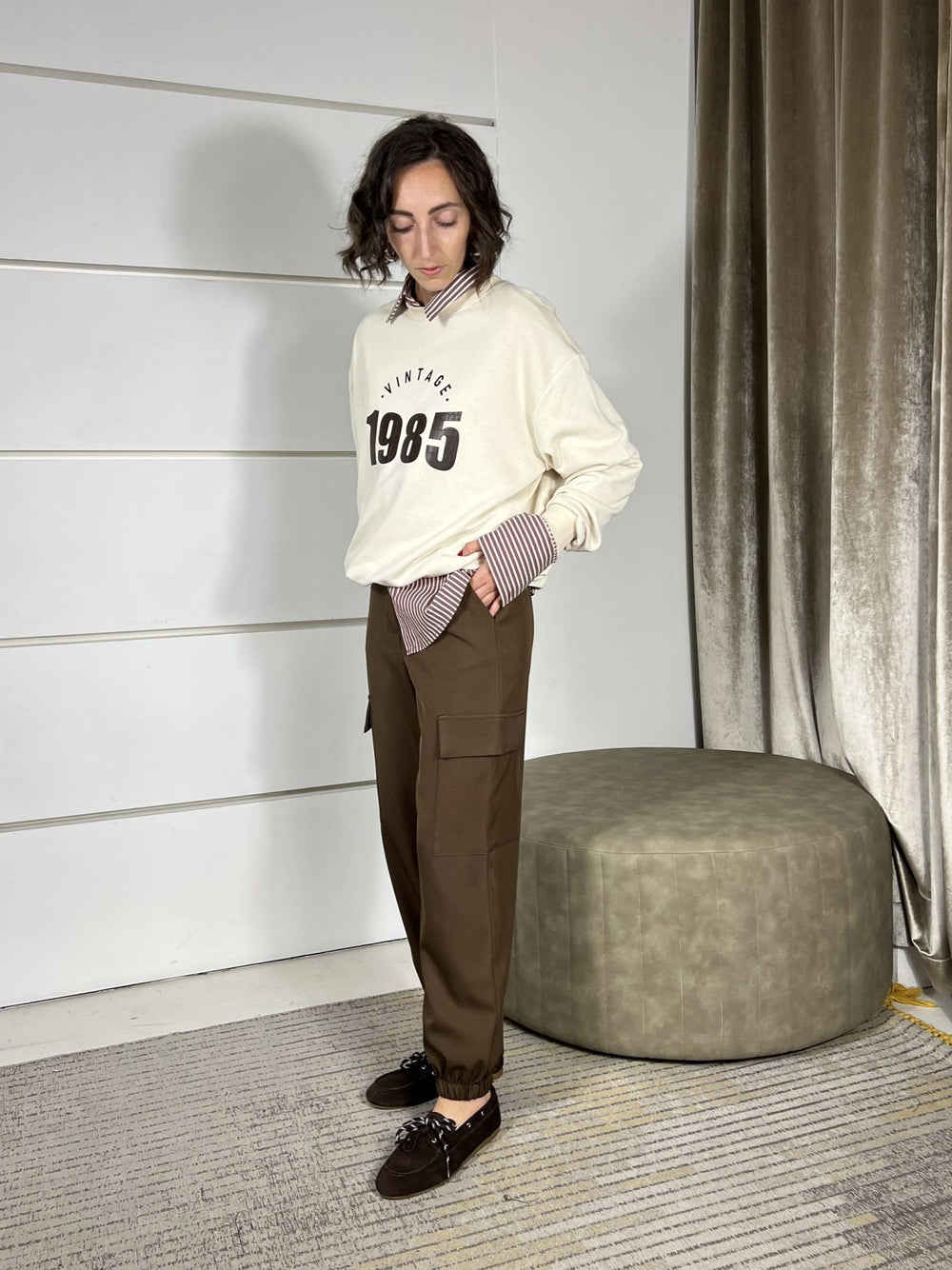 pantalone cargo stretto nel fondo cioccolato TF1041CIOCCOLATO VICOLO