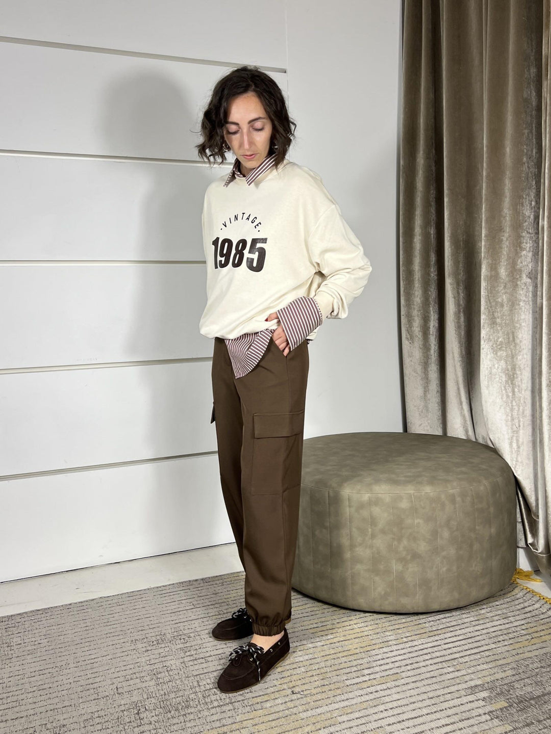 pantalone cargo stretto nel fondo cioccolato TF1041CIOCCOLATO VICOLO