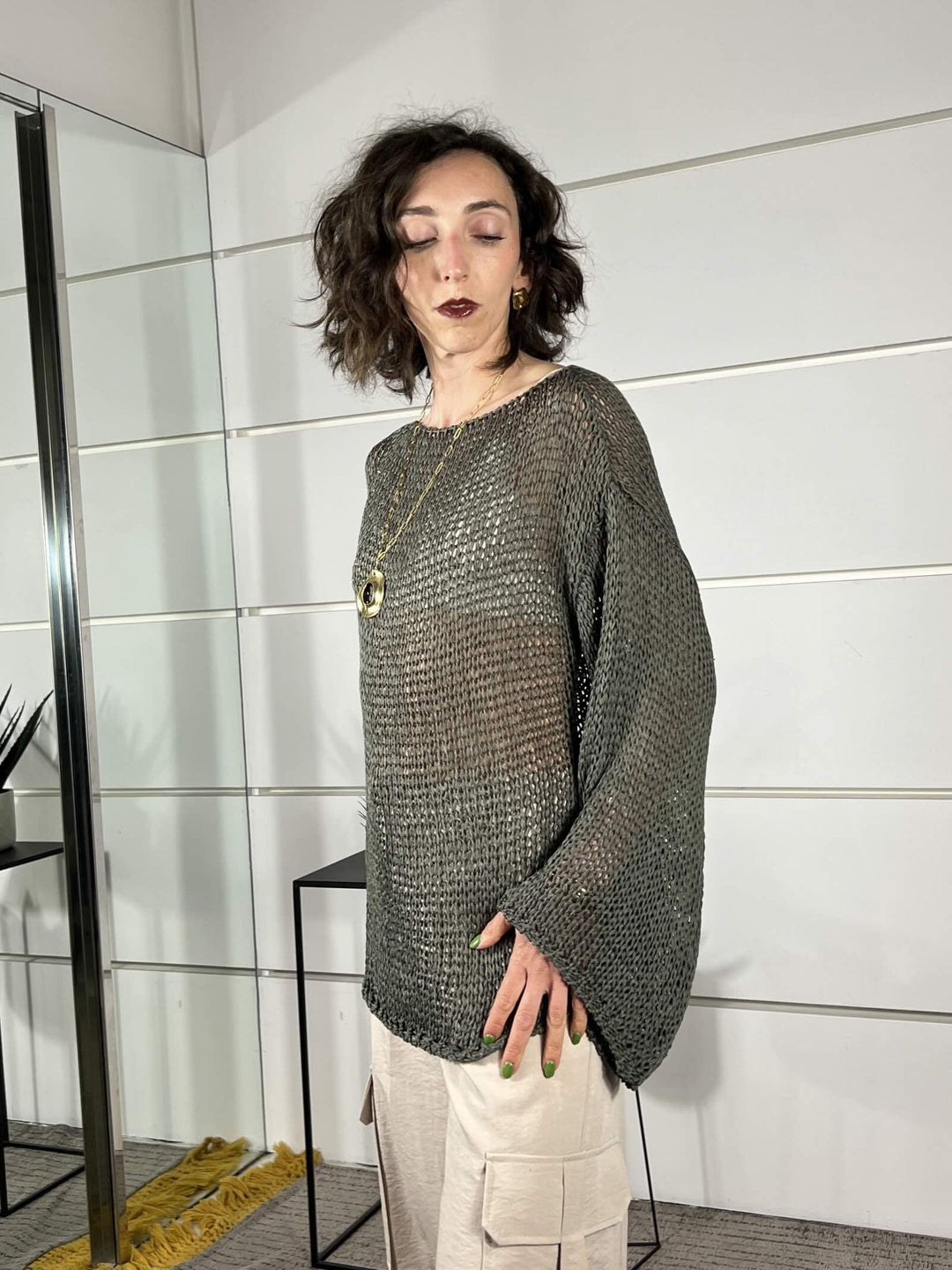 maglia a rete, manica lunga militare 3AB3026MILITARE 19 VICOLO