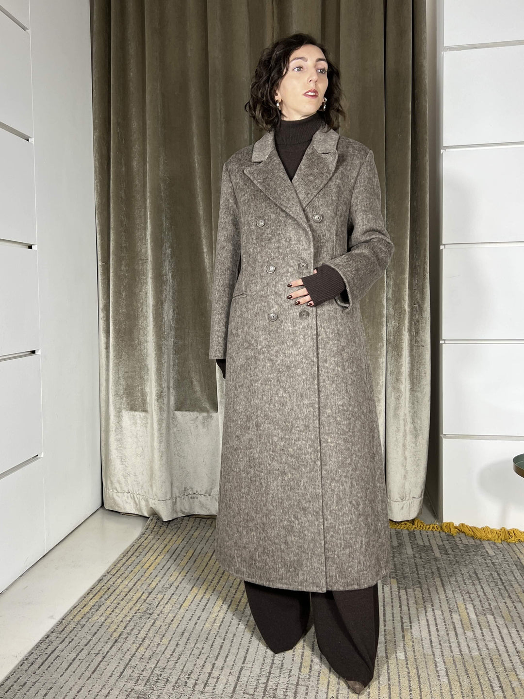 cappotto over con cinta moro 50% lana KCT-P013MORO HAVE ONE