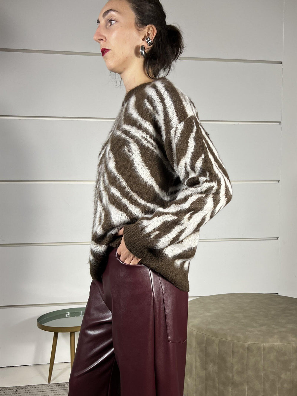 maglia paricollo jacquard moro	 MIT-P095MORO HAVE ONE