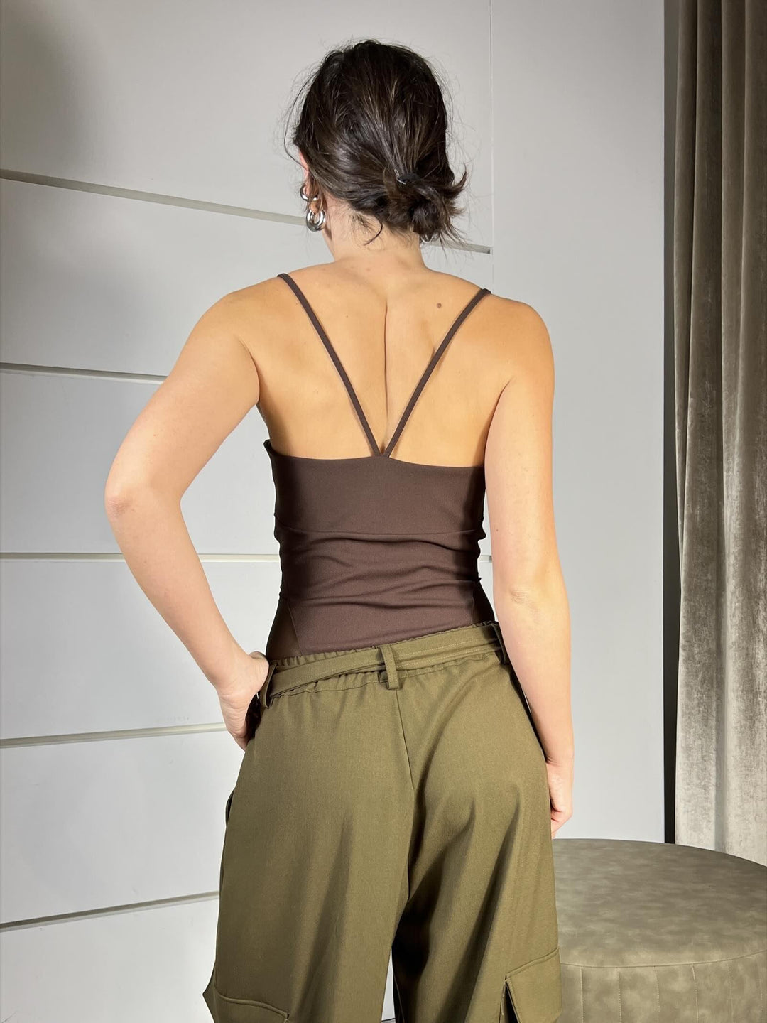 body con spalline sottili e inserti in rete moro B264KHG1880 IMPERIAL