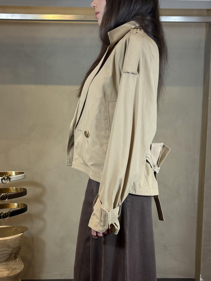 trench doppiopetto beige con cintura in vita TANYAD41 PINKO