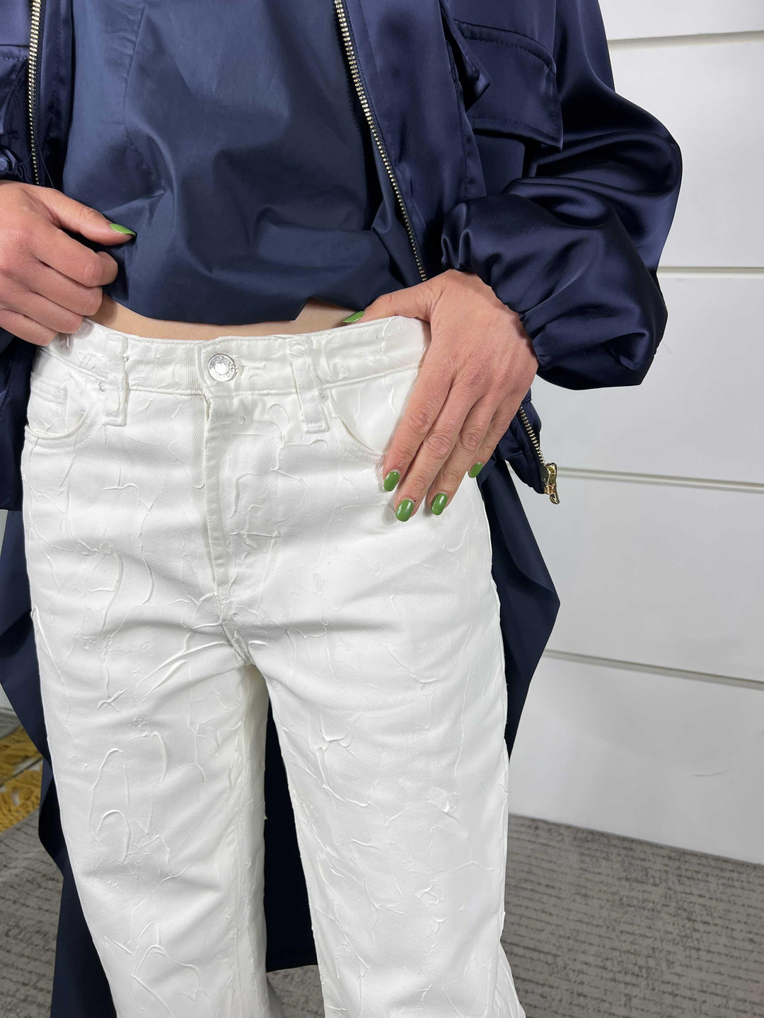 jeans alex effetto smaltato bianco vita media bassa straight DAB5101DENIM BIANCO VICOLO