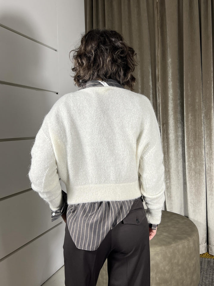 maglione crop in misto mohair crema DM114AI25CREMA TENSIONE IN