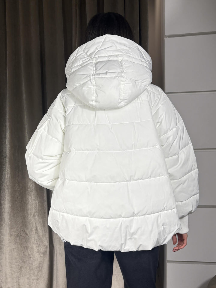 PIUMINO IMBOTTITO CORTO BIANCO CRUSCA CAPPAZ05 PINKO